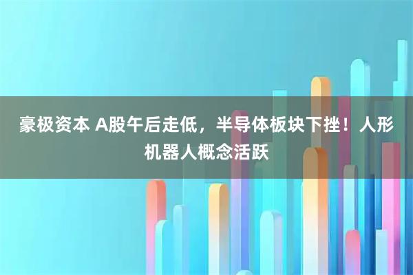 豪极资本 A股午后走低，半导体板块下挫！人形机器人概念活跃