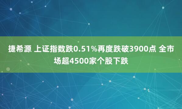 捷希源 上证指数跌0.51%再度跌破3900点 全市场超4500家个股下跌