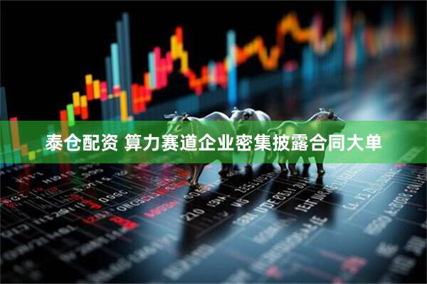 泰仓配资 算力赛道企业密集披露合同大单